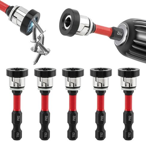 6 Pcs Magnetic Drywall Screw Setter, 1/4" Hex Shank Drill Positioning Tools with Detachable Aluminum Depth Collar, Adjustable Depth PH2 Positioning Bits for Plasterboard Screws in Kuwait