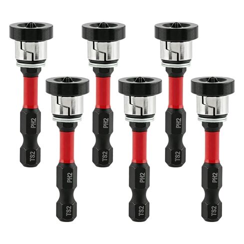 6 Pcs Magnetic Drywall Screw Setter, 1/4" Hex Shank Drill Positioning Tools with Detachable Aluminum Depth Collar, Adjustable Depth PH2 Positioning Bits for Plasterboard Screws in Kuwait