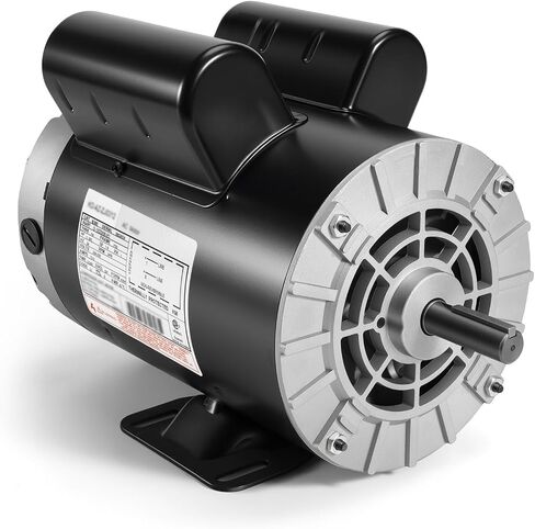 B385 5 HP SPL Air Compressor Motor, 3450 RPM 208-230V Single Phase, P56 Frame CCW Rotation, 5/8" Keyed Shaft, ODP Rigid Base Mount in Kuwait