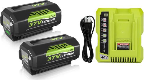 2Packs RRY08L Replacement for Ryobi 37V Battery 7500mAh and OP401 Charger Kit Compatible with Ryobi 37V Lithium ion Battery OP4026 OP40261 OP4050 OP4040 OP40401 OP40201 OP40601 Cordless Tools(Green) in Kuwait