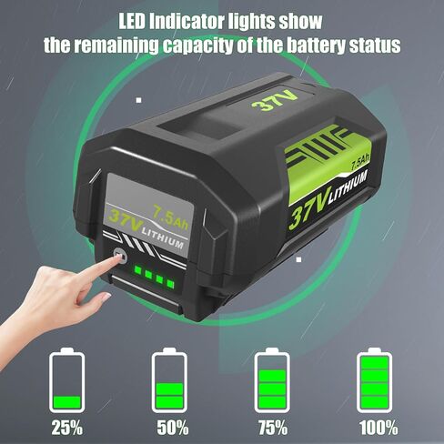 2Packs RRY08L Replacement for Ryobi 37V Battery 7500mAh and OP401 Charger Kit Compatible with Ryobi 37V Lithium ion Battery OP4026 OP40261 OP4050 OP4040 OP40401 OP40201 OP40601 Cordless Tools(Green) in Kuwait
