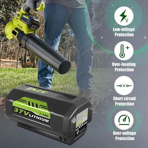 2Packs RRY08L Replacement for Ryobi 37V Battery 7500mAh and OP401 Charger Kit Compatible with Ryobi 37V Lithium ion Battery OP4026 OP40261 OP4050 OP4040 OP40401 OP40201 OP40601 Cordless Tools(Green) in Kuwait