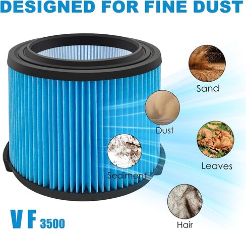 VF3500 Filter Replacement for Rigid 4 Gallon Shop Vacuum, 26643 Fine Dust Filter for 3/4/4.5 Gallon Wet Dry Portable Vacuums, Replaces WD40700, WD30500-2 Pack in Kuwait