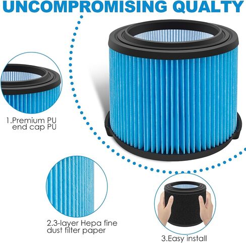 VF3500 Filter Replacement for Rigid 4 Gallon Shop Vacuum, 26643 Fine Dust Filter for 3/4/4.5 Gallon Wet Dry Portable Vacuums, Replaces WD40700, WD30500-2 Pack in Kuwait