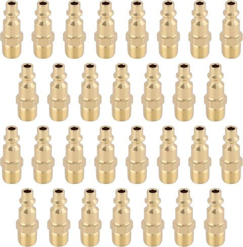 1/4 Inch Brass Male Industrial Coupler, 3 Pack Air Hose Fittings NPT Male Quick Connector Air Coupler with sealant for Professional Jobsites and Automotive Shops in Kuwait