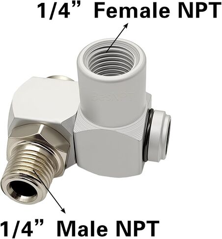 2 Pcs 1/4'' NPT Swivel Air Fittings,360° Rotating Air Hose Fittings | 360° Rotation Solving the Problem of Tracheal Torsion;Lightweight and rust-resistant aluminum;Dual port universal adapter in Kuwait