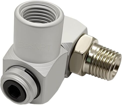 2 Pcs 1/4'' NPT Swivel Air Fittings,360° Rotating Air Hose Fittings | 360° Rotation Solving the Problem of Tracheal Torsion;Lightweight and rust-resistant aluminum;Dual port universal adapter in Kuwait