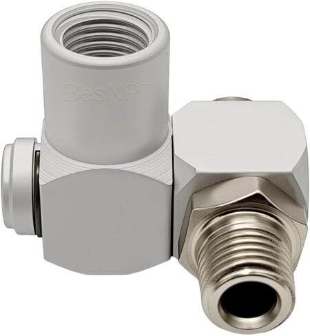 2 Pcs 1/4'' NPT Swivel Air Fittings,360° Rotating Air Hose Fittings | 360° Rotation Solving the Problem of Tracheal Torsion;Lightweight and rust-resistant aluminum;Dual port universal adapter in Kuwait