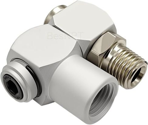 2 Pcs 1/4'' NPT Swivel Air Fittings,360° Rotating Air Hose Fittings | 360° Rotation Solving the Problem of Tracheal Torsion;Lightweight and rust-resistant aluminum;Dual port universal adapter in Kuwait