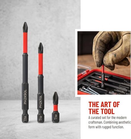[6pcs Magnetic Screwdriver Bit Set] 6pcs Anti-Slip S2 Steel Magnetic Screwdriver Drill Bit Set, 1/4" Shank, Phillips Cross & Impact Heads, Red & Black, for Electric & Manual Drivers in Kuwait