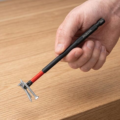 [6pcs Magnetic Screwdriver Bit Set] 6pcs Anti-Slip S2 Steel Magnetic Screwdriver Drill Bit Set, 1/4" Shank, Phillips Cross & Impact Heads, Red & Black, for Electric & Manual Drivers in Kuwait