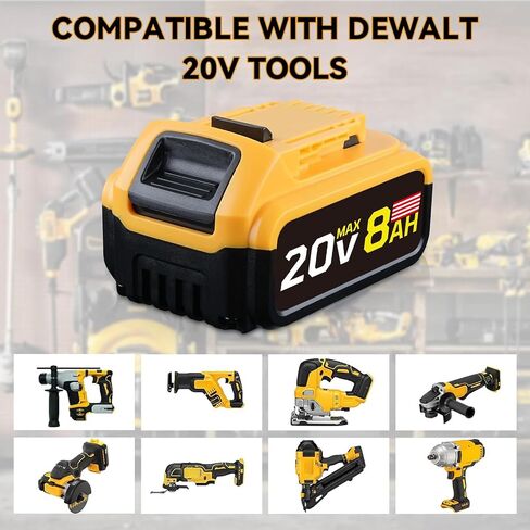 8.0Ah 20V Replacement for Dewalt 20V Max Battery | Compatible with Dewalt 20V Cordless Power Tools High Capacity 2 Packs in Kuwait