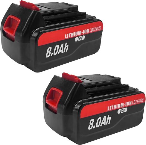 DZEKO 8.0Ah 2 Packs Lithium Battery Replacement for Black and Decker 20V Lithium Battery LB2X4020 LB2X4020-OPE LBXR20 LBXR2020APB Compatible with Black+Decker 20V Max Tools and Chargers in Kuwait