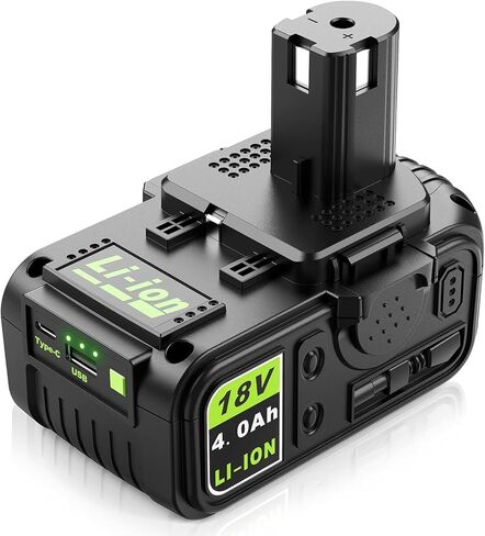 Abeden Replacement for Ryobi 18V Battery, 1-Pack P108 4.0 Ah True High-Performance Compatible with 225+ 18V ONE+ Tools & Chargers【with USB & Type-C Ports】 in Kuwait