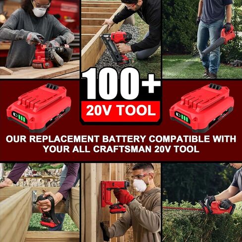 Upgraded 2-Pack 4.0Ah Replacement for Craftsman 20V Battery, Compatible with Craftsman V20 Battery CMCB202 CMCB202-2 CMCB204 CMCB205 Cordless Power Tools with CMCB104 20V Battery Charger in Kuwait