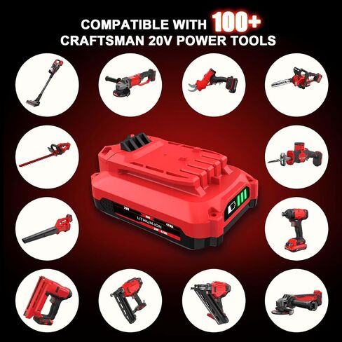 Upgraded 2-Pack 4.0Ah Replacement for Craftsman 20V Battery, Compatible with Craftsman V20 Battery CMCB202 CMCB202-2 CMCB204 CMCB205 Cordless Power Tools with CMCB104 20V Battery Charger in Kuwait