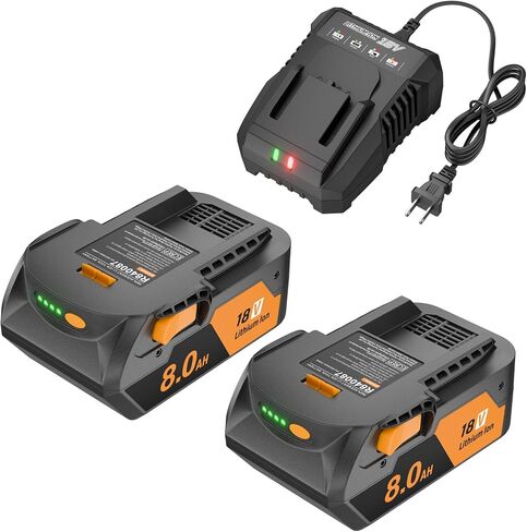 2Pack 8000mAh for Ridgid 18V Battery and Charger with LED Power Display Replacement R840087 R840086 R840085 R840083 R840089 AC840085 AC840086 AC840087P AC840089 and More Tools in Kuwait