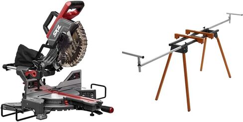 Skil 10" Dual Bevel Sliding Compound Miter Saw (MS6305-00) and BORA Portamate PM-4000 Heavy Duty Folding Miter Saw Stand with Tool Mounting Bars in Kuwait