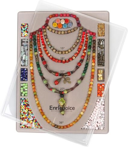 Enrichoice multifunctional bead boards set for design jewelry making with cover,beautiful inscription on the back,bracelet measurement bamboo beadboard, PVC necklace neading trays sizer measuring mats in Saudi Arabia