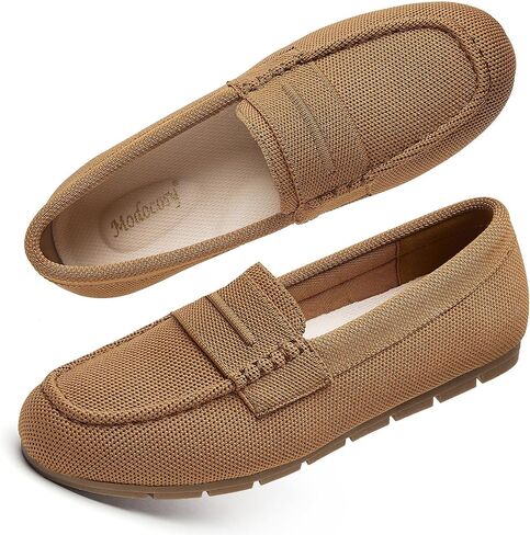 Loafers for Women, Slip-On Knit Work Flats, Dressy Casual Shoes | Penny Loafers with Breathable Knit Upper Soft Lining and Arch Support Insole for Office, Commute, Travel and All-day Walking in Kuwait