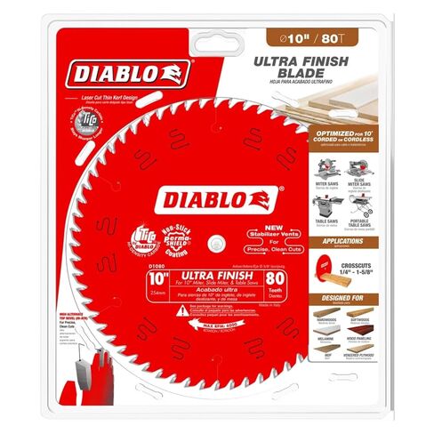 Freud (Pack of Two - D1080X) Diablo 10" 80-Tooth ATB Saw Blade w/5/8" Arbor&PermaShield Coating in Kuwait