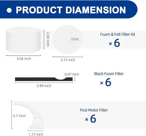 Filter Replacement for Shark EveryMess & MessMaster Portable Wet Dry Vacuum | Fits Model VX100 VX102BRN UV105 VS101 VS100, Pre-Motor filters Part #XFFKVS100; Post-Motor Filter Part #XPMFVS100 in Kuwait