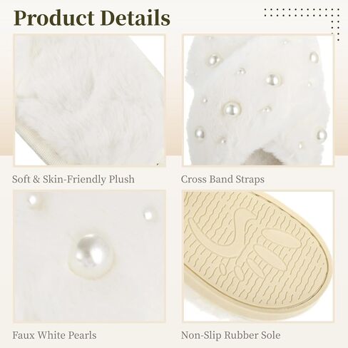 6 Pairs Bride Slippers for Wedding Day, 7-9 Bridesmaid Slippers Off-White | Plush Cross Band Design with Non Slip Rubber Sole, Bridal Slippers for Bridal Shower Bachelorette Getting Ready in Kuwait