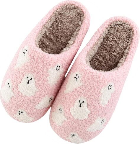 Halloween Slippers, Pumpkin Ghost Fall House Shoes, Fuzzy Non Slip Sole in Kuwait