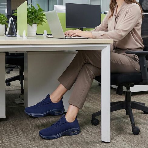 Women's Slip On Walking Shoes Wide Toe Box Tennis Shoes Non Slip Running Extra Wide Width Sneakers Comfortable Breathable Sock Athletic Gym Workout Cross Training Zapatos para Mujer Navy Blue Size 11 in Kuwait