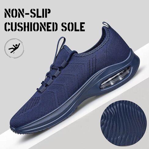 Women's Slip On Walking Shoes Wide Toe Box Tennis Shoes Non Slip Running Extra Wide Width Sneakers Comfortable Breathable Sock Athletic Gym Workout Cross Training Zapatos para Mujer Navy Blue Size 11 in Kuwait
