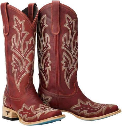 Lane Womens Saratoga Embroidered Square Toe Casual Boots Mid Calf Low Heel 1-2" in Kuwait