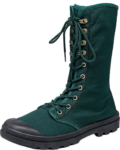Men's Women's Mid Calf Lace-Up Canvas Boots | Breathable，Durable, Outdoor Desert Boots, High-Top Sneakers in Kuwait