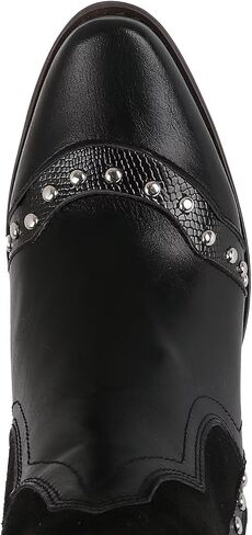 Agodor Black Cowboy Boots For Women Cowgirl Ladies Mid Calf Boots with Classic Studded, Pointed Toe Chunky Heel Pull On Fashion Dress Wedding Western Booties US8 in Kuwait