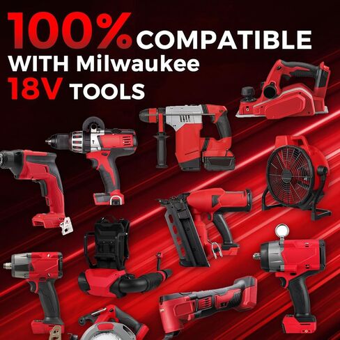 7.0Ah 18V 2 Pack Li-ion Replacement for Milwaukee Battery 48-11-1852 | Fits 48-11-1860 48-11-1850 48-11-1840 48-11-1828 tools. Lithium-ion cells, LED fuel gauge. Drills, saws, trimmers in Kuwait
