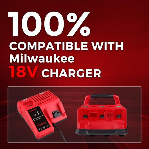 7.0Ah 18V 2 Pack Li-ion Replacement for Milwaukee Battery 48-11-1852 | Fits 48-11-1860 48-11-1850 48-11-1840 48-11-1828 tools. Lithium-ion cells, LED fuel gauge. Drills, saws, trimmers in Kuwait