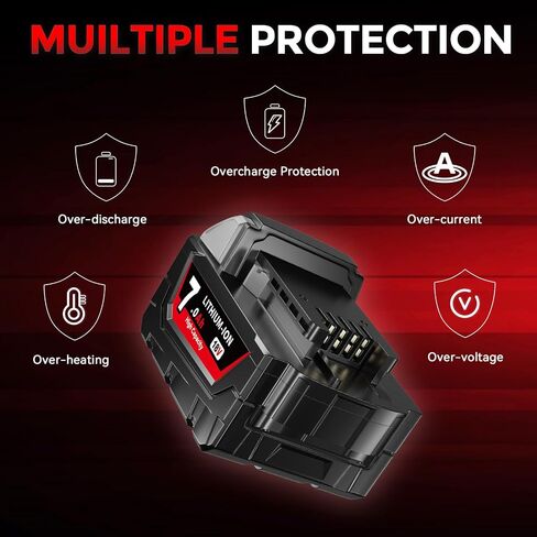 7.0Ah 18V 2 Pack Li-ion Replacement for Milwaukee Battery 48-11-1852 | Fits 48-11-1860 48-11-1850 48-11-1840 48-11-1828 tools. Lithium-ion cells, LED fuel gauge. Drills, saws, trimmers in Kuwait