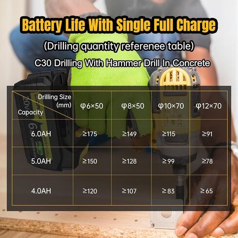 2 Pack True 6.0Ah Capacity Lithium Ion Replacement Battery Suitable for Dewalt 20V Max Tool, High Power Cell for DCB200 DCB201 DCB203 DCB204 DCB207 DCB181 DCB180 DCD/DCF/DCG Series Tools in Saudi Arabia