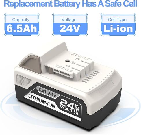 2Pack 6500mAh 24V Battery for Snow Joe 24V Battery, Compatible with Snow Joe 24V 24VBAT-LTW 24VBAT-LTE 24VBAT-LT 24VBAT 24V-X2-SB18 24VBAT-XR iON+ System for Joe iON+ 24V Series Battery in Kuwait