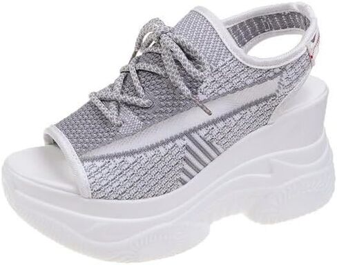 Women's Hollow Out Platform Wedge Sandals Non-Slip Breathable , Platform Wedge Sandals Open Toe Breathable Mesh Sneakers Lace-Up Fish Mouth Sneakers Casual Summer Hollow_Out Open Toe Sport Shoes in Kuwait