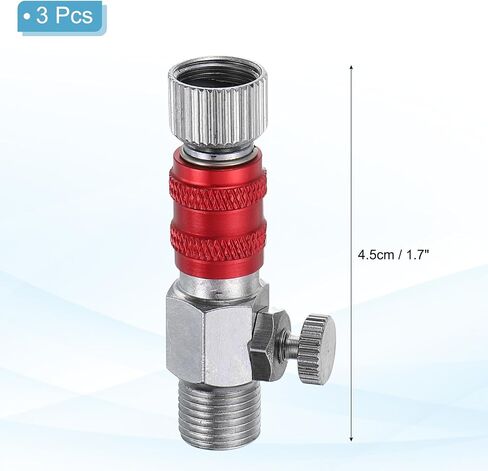 PATIKIL 1/8 Air Brush Connector Adapter, 3pcs Air Brush Quick Connect Air Brush Airflow Control Valve Quick Release Disconnect for Air Brush Hose, Red Silver in Kuwait