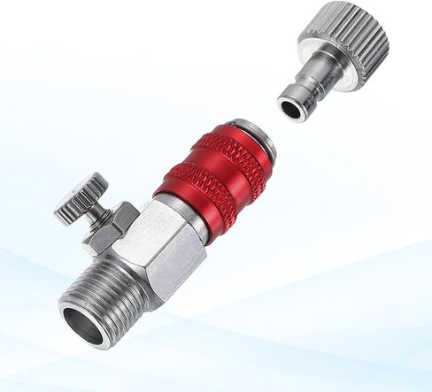 PATIKIL 1/8 Air Brush Connector Adapter, 3pcs Air Brush Quick Connect Air Brush Airflow Control Valve Quick Release Disconnect for Air Brush Hose, Red Silver in Kuwait