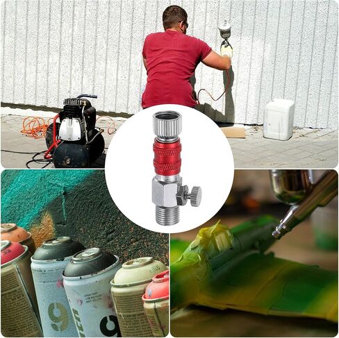 PATIKIL 1/8 Air Brush Connector Adapter, 3pcs Air Brush Quick Connect Air Brush Airflow Control Valve Quick Release Disconnect for Air Brush Hose, Red Silver in Kuwait