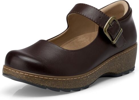 SHIBEVER Women's Mary Jane Shoes: Arch Support for All Day Standing Comfort | Round Toe & Low Chunky Heel - Well Fit Platform Dressy Pumps Casual Ankle Strap for Walking and Daily Commute Size 6-11 in Kuwait