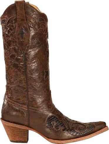 Corral Women's Chocolate Lizard Inlay Snip Toe Cowgirl Boots C2118 (11 B(M) US) in Kuwait