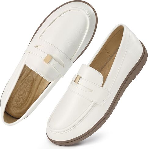 Aomigoct Womens Comfortable Loafers for Work: 8-Hour All-Day Comfort for Standing & Walking - Zero Break-in & 10000+ Steps Pain-Free for Office Workers - Slip-On Penny Loafers in Kuwait