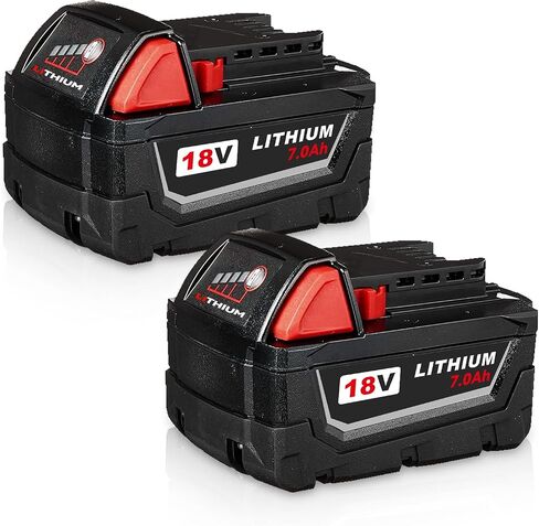 2Pack 7.0Ah 18V Replacement for Milwaukee Battery Compatible with MWL1810 Milwaukee 18V Battery 48-11-1820 48-11-1840 48-11-1850 48-11-1860 Cordless Power Tools in Kuwait