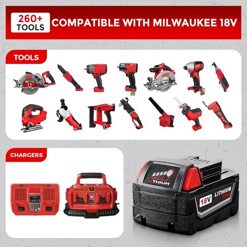 2Pack 7.0Ah 18V Replacement for Milwaukee Battery Compatible with MWL1810 Milwaukee 18V Battery 48-11-1820 48-11-1840 48-11-1850 48-11-1860 Cordless Power Tools in Kuwait