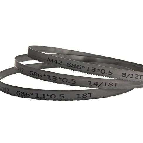 TASP 27" Bandsaw Blades Set (1/2" Wide, 8/12 TPI, 14/18 TPI, 18 TPI) for DeWalt DCS377, Milwaukee 48-39-0572 Portable Band Saw, Bi-Metal M42, Pack of 3 in Kuwait