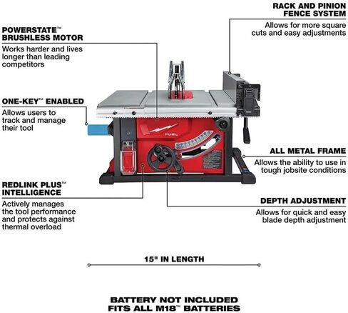 2736-20 for Milwaukee M18 8-1/4 Inch Table Saw - Tool Only | Length 22 in Width 22.5 in Height 12 in Weight 41.6 lbs in Kuwait