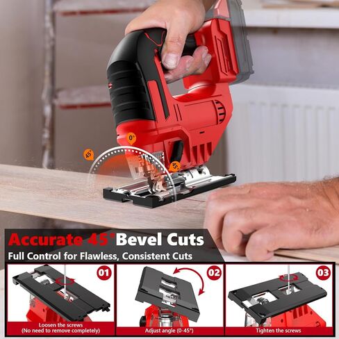 Cordless Jig Saw Compatible with Milwaukee 18V Battery, Brushless Jigsaw Tool with LED Light, ±45° Bevel Cuts, 3-Position Orbital for Metal/Wood/PVC Cutting(No Battery) in Kuwait